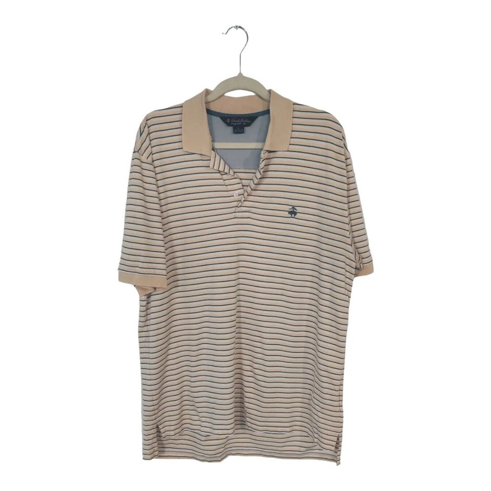 Brooks Brothers Men's Original Fit Striped Polo Shirt Peach/ Blue/White Size L